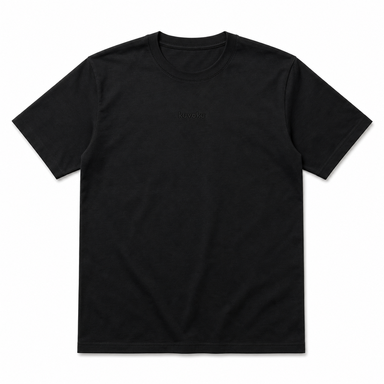 black kuvoku tee with black embroidered kuvoku logo